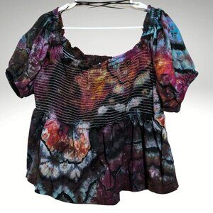 FREE Shipping! NWT Super Cute Plus Hand Dyed Smocked off the shoulder top sz 2X